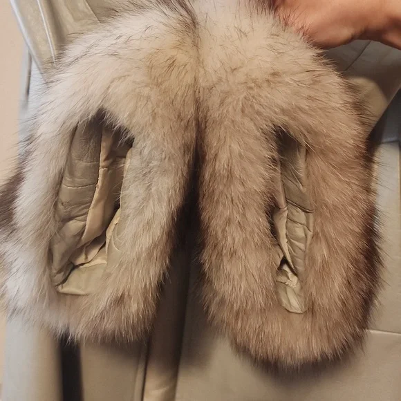 Vintage Leather Fur Trim Coat - Picture 11 of 11